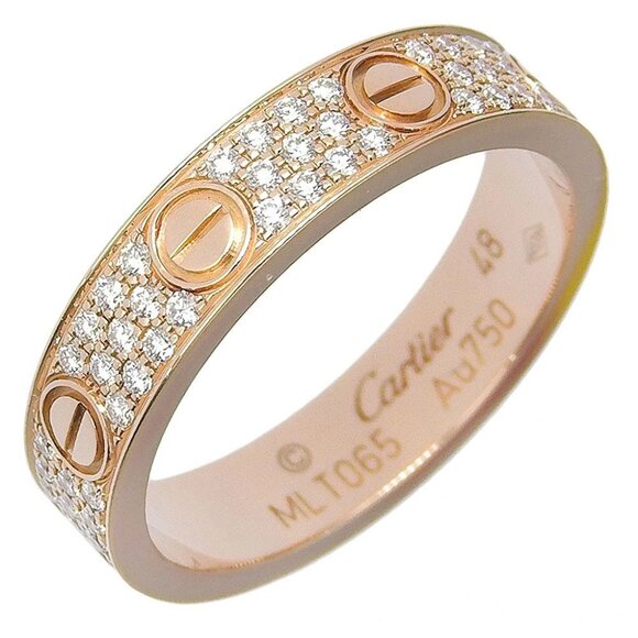 CARTIER Mini Love Ring Ring B4085848 Full pave K18 Pink Gold/diamond #4.5(... - Picture 1 of 6